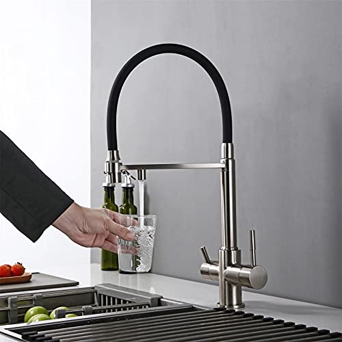 Robinet de cuisine acier inoxydable tri flow pour eau pure