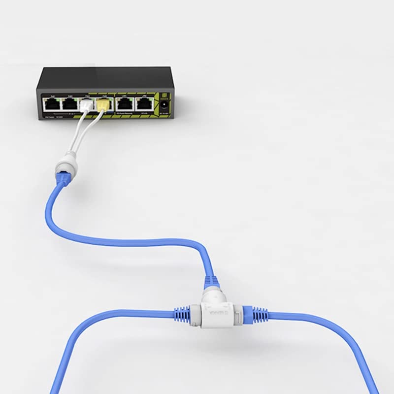 Kit combinador/divisor PoE para 2 pares, cable impermeable Power over Ethernet de 3 vías RJ45 para cámaras de vigilancia, síntesis y separación PoE, compatible con IEEE 802.3af/at miniatura 7