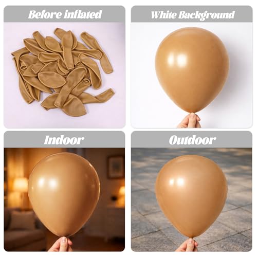 Image of Voircoloria 130pcs Brown Balloons Different Sizes 18 inch 12 inch 10 inch 5 inch Dark Brown Party Latex Balloons for Birthday Baby Shower Gender Reveal Graduation Wedding Anniversary Party Decorations