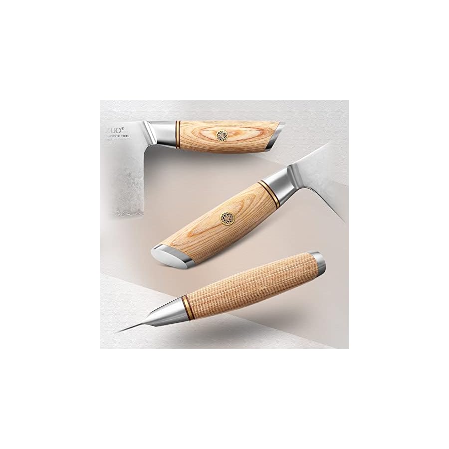 XINZUO 7.5 Inch Cleaver Knife,Composite Steel Chinese Chef Knife,Professional Butcher Knife 3 Layers Clad Steel,Sharp Kitchen Meat Vegetable Knife Stainless Steel Cooking Knife-Pakkawood Handle