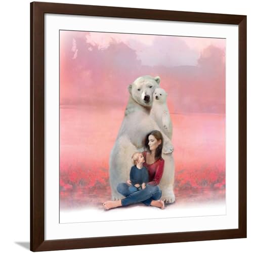 ART.COM Wall Art Print Pink Meadow on Brown Frame by