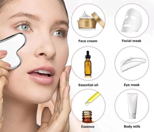 Massageador Inox Facial Gua Sha Inox Facial para Massagem Lifting Drenagem Rosto - ARTHANICZ