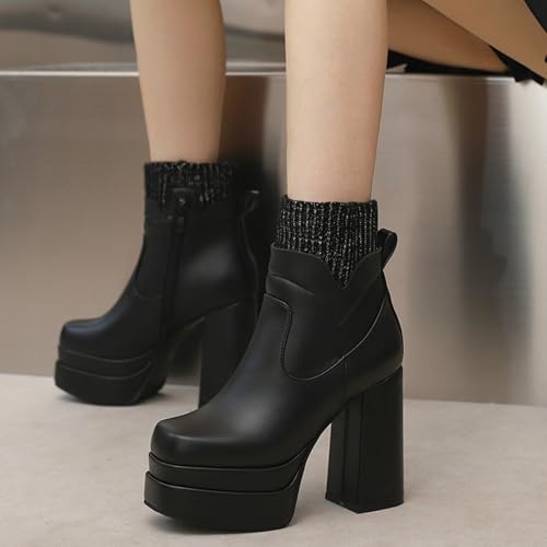 Bottines talons ultra-hauts 12cm et semelle épaisse pour femme à zip