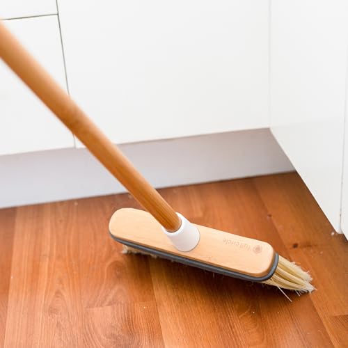 Image of Full Circle Clean Sweep, Bamboo Broom, Ideal for Pet Hair, Kitchen, & More | Angled design reaches tight spaces, with stiff bristles built for indoor & outdoor cleaning.