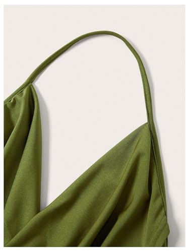 Women's Draped Backless Halter Top Asymmetrical Hem Slim Fit Camisole Top Clubwear3