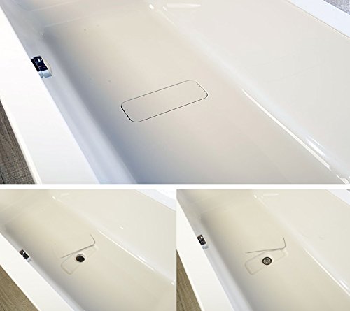 Vasca da bagno Marlene 180 x 80 x 48 cm con supporto e tubo di scarico in polistirolo