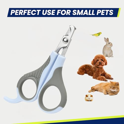 Image of WePet Pet Nail Clippers U07.2, Professional Claw Trimmer, Scissor for Cats, Puppies, Kittens, Hamsters, Rabbits and Small Animals, Sharp, Safe, Small, Grey /Blue (Pack of 2)