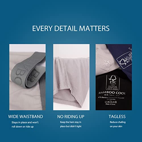 Image of BAMBOO COOL Men's Underwear Boxer Briefs Fly with Built-in 3D Pouch Comfortable Cool Underwear for Men 4 Pack