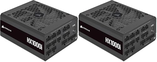 Image of Corsair HX1000i Fully Modular UltraLow Noise PowerSupply ATX 3.1&PCIe 5.1 Compliant,Fluid Dynamic Bearing Fan,CORSAIR iCUE Software Compatible,80 Plus Platinum Efficiency Black,1000 Watts (Pack of 2)