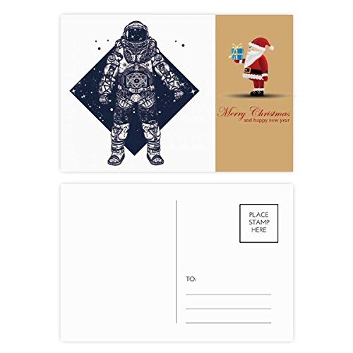 Cartes postales astronaute et Père Noël : lot de 20 illustrations pour cadeaux de vœux