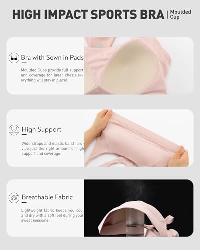 Image of RUNNING GIRL Sports Bras for Women High Support,Racerback High Impact Sports Bra Moulded Cup Workout Bra Push up