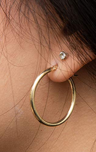 Image of 14K Gold Classic Real Hoop Earrings, (2mm Tube)