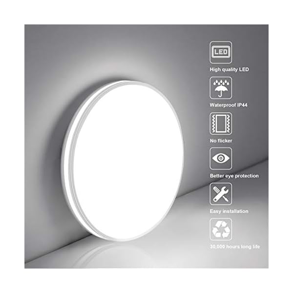 Badezimmer Lampe 20W, Airand Deckenlampe Led Deckenleuchte Rund 4000K Neutralweiß, Flimmerfreie Badleuchte IP44… – Bild 4