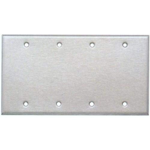 Morris Products 430 Stainless Steel Wall Plates – 4 Gang Blank – Large, Tough, Smooth Finish – Provides Extended Life in Corrosive Environments – UL Listed – 1 Piece
