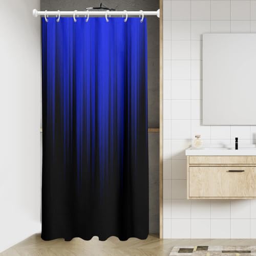 Image of AAtter Blue Shower Curtain Black Abstract Dark Royal Modern Horror Cool Anime Men Boys Art Funny Goth Gothic Stall Small Half Narrow Home Bathroom Decor Bathtub Set with 7 Hooks, 36x72 Inch, Gradient
