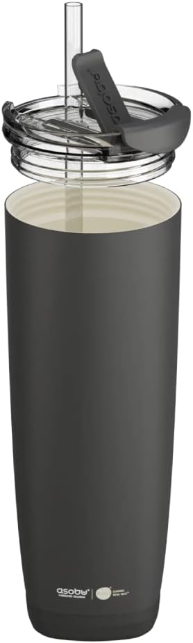 asobu Puramic Aqualina - with Interchangeable Hot and Cold Lid and Built in Straw, 20 Ounce (Black)