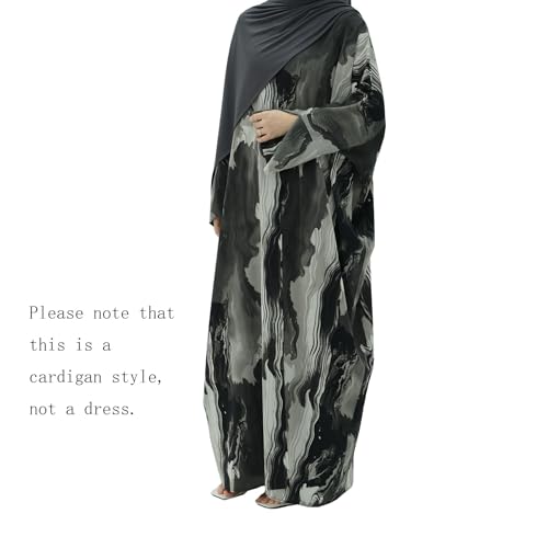Image of Muslim Prayer Cardigan Tie-dye Printed Abaya Maxi Robe for Women | Tie-dye, Open front, Satin Fabric