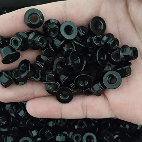 Etaclover Zkenyao-Rivet Nut Nylon Flange Lock Nuts M3 M4 M5 M6 M8 Steel with Black Zinc Flange Nylon Insert Lock Nut Nuts Anti Slip Locknut, Durable Quality (Size : M5 x 50pcs)