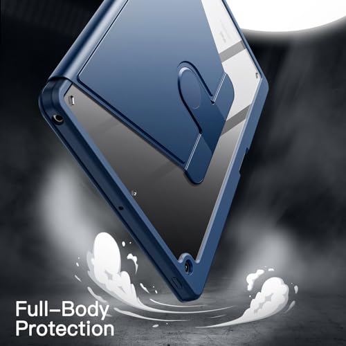 Image of JETech Rotating Cover Case for iPad 9 /8 /7 (10.2-Inch, 2021 /2020 /2019 Model, 9th /8th /7th Generation) with Pencil Holder, 360 Degree Rotation Protective Stand Cover Clear Back (Navy)