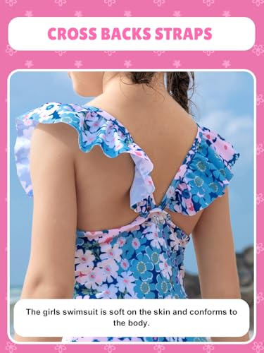 Image of Angel season Girls Swimsuits Kids Bathing Suit One Piece Swimwear with UPF 50+ Cute