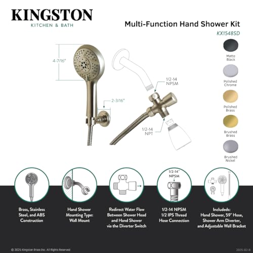 Kit de ducha de mano multifuncional Kingston Brass Vilbosch miniatura 3