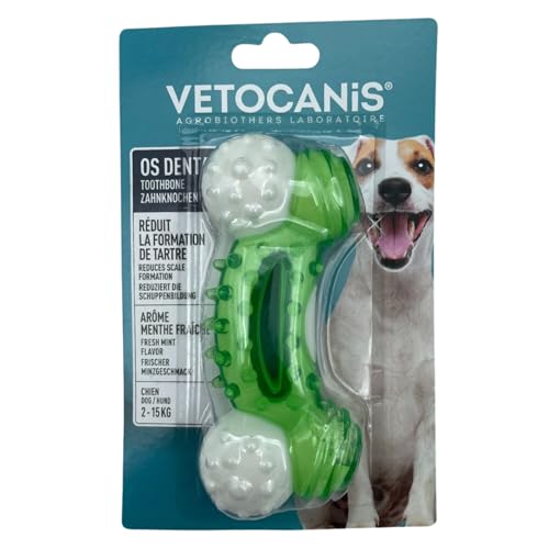 Vetocanis - Os pour Chien Anti-Tartre - Soin Dentaire pour Petit et Moyen Chien - Hygiène et Santé - Accessoire en Nylon Résistant - Arôme Menthe