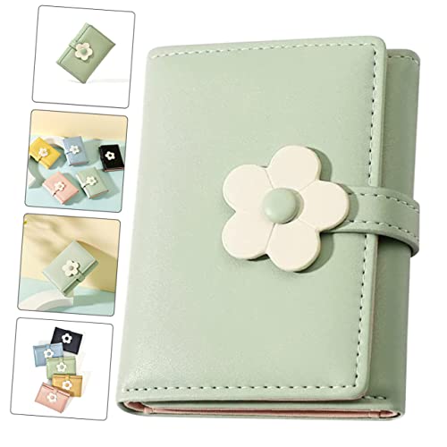 Cute Flower Pattern PU Leather Wallet for Students Compact Trifold Coin Purse Multi-functional Card Holder for and Girls3