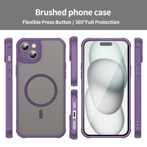 Coque iPhone 15 Plus compatible MagSafe Asuwish violette 6,7 pouces mate