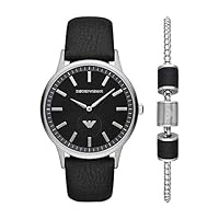 Emporio Armani Renato Black Analog Watch and Bracelet Gift Set, AR80039