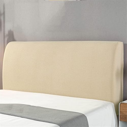 Image of HOMETHREADS Stretchable Lycra /Velvet Headboard Cover | Soft, Dust-Proof & Wrinkle-Resistant Bed Back Protector | Fits Leather, Wooden & Fabric Bedsides | for 6ft to 6.5ft Beds | (Beige, 172x65cm)