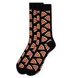 Herren Crew Cut Socken, Food & Drink Themen, Fun and Unique Graphic Socks, One Size Fits Most, Pepperoni Pizza Black, Einheitsgr��e