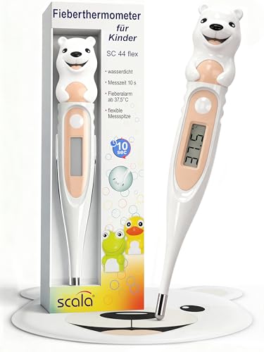 scala SC 44 flex Digitales Fieberthermometer Baby & Kinder – 10 Sek. Messzeit, flexible Spitze, Fieberalarm, wasserdicht – oral, rektal & axillar...