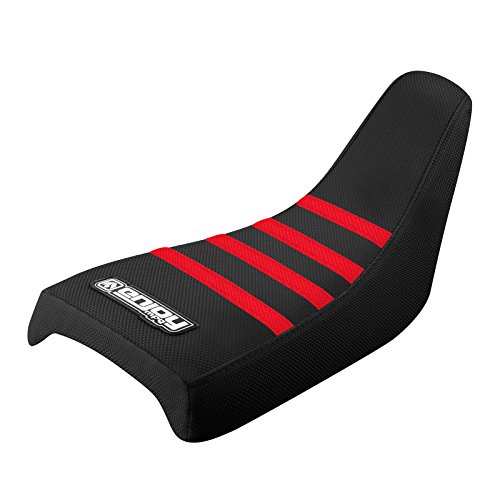 Enjoy Mfg Seat Cover - Compatible Fit for Honda Z50 Z 50 - All Black/Red Ribs #120