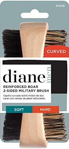 Diane Firm Reinforced Boar and Nylon Bristle Curved Two-Sided Wave Brush for Men, Dual-Sided Design for Forming and Maintaining Waves, Contoured Shape for Comfort and Control