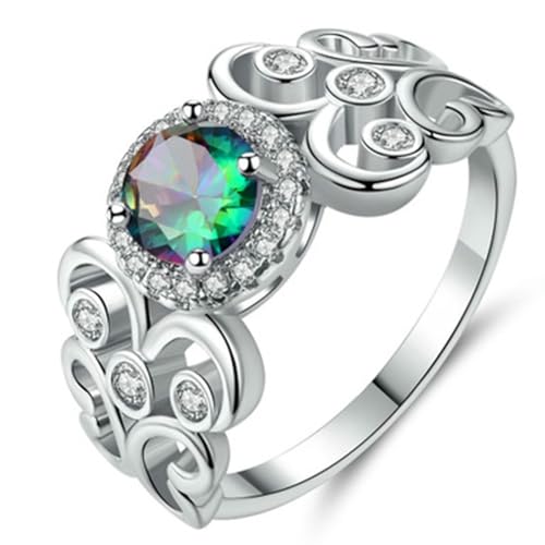 VCODWCSJO Anillo de circón Ovalado Colorido Joyería de Mano Femenina de Moda popular-CR62-7