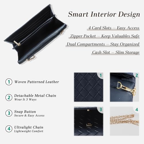 Image of U+U Small Crossbody Bags for Women, Cell Phone Purse Mini Clutch Bag with Removable Chain, Card Slots - Lightweight Purse