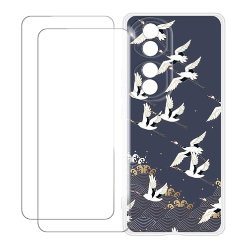 UOGNADGD Compatible con Huawei Honor 70 Pro+ Funda Personalizada Colorida con 2 Protectores de Pantalla de Cristal Templado – Antigolpes y Antirayaduras (Cisne)
