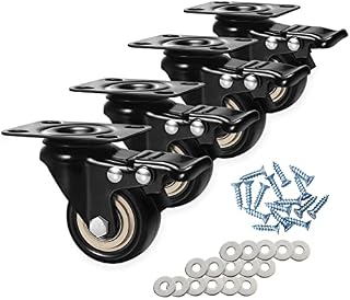 Castor Wheels 50mm,4 Moving Caster Wheels with Brake Heavy Duty Swivel Wheels for Furniture Trolley Wheels with PU Rubber Heavy Duty Castors for Furniture