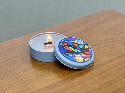 アップサイクル キャンドル アール・ブリュット コラボ 蓋つき 防災グッズ (デザイン:鯨王)（カラー：ブルー） [2]