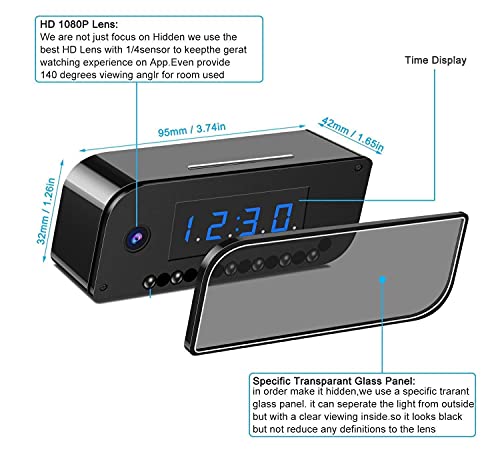 Image of DEATTI 4K UHD Spy Hidden in WiFi Clock Hidden Camera Wireless IP Video Recorder Indoor Security Surveillance Camera Nanny Cam 140 Angle Night Vision /Motion Detection (DECM29)