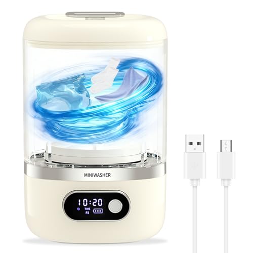 Mini machine à laver portable, machine à laver portable de 1 litre pour lingerie - un appareil compact adapté aux vêtements délicats, chaussettes,...