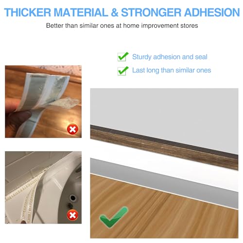 Image of Caulk Tape Bath & Kitchen Self Adhesive Caulking Tape Waterproof, Toilet Caulk Strip Bathtub Sealing Strip Shower Bathroom Tape Sealant, Traditional Caulking Replacement (White, 1.5 inch x10.5Ft)