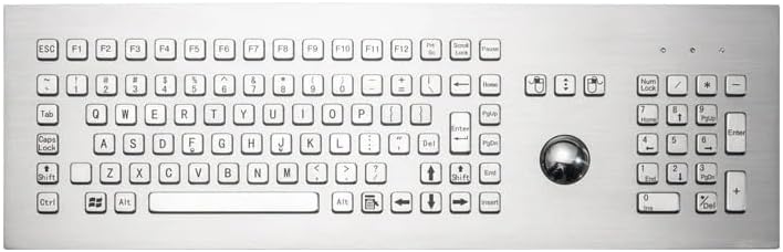 106 Key Rugged Industrial Stainless Steel Panel Mount Keyboard with Trackball and Numeric Keypad(USB Interface)