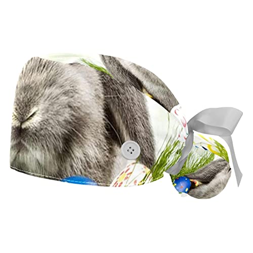 Chapeaux de travail respirants JDEZ motif Lapin de Pâques pour hommes et femmes, lot de 2