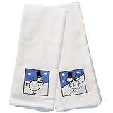 Snowman Embroidered Waffle Weave Kitchen Towel - Set of 2