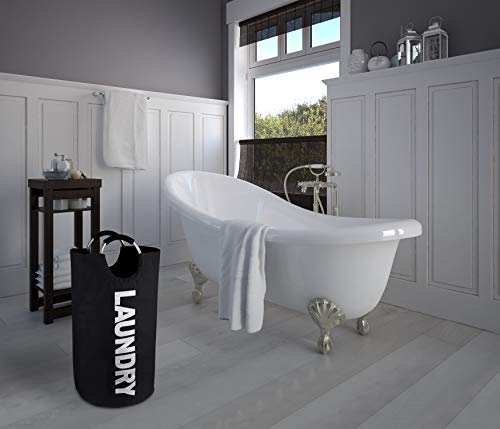 Neatkeep Large Laundry Bags For Heavy-Duty Use With Aluminum Handles, Collapsible Fabric Laundry Basket, Foldable Clothes Bag, (Available In 6 Colors) (Black) #TOP6