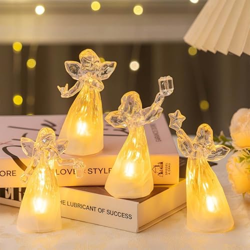 Ferakum 4 Stück Weihnachtsdeko Innen, LED Weihnachtsfiguren Engel...