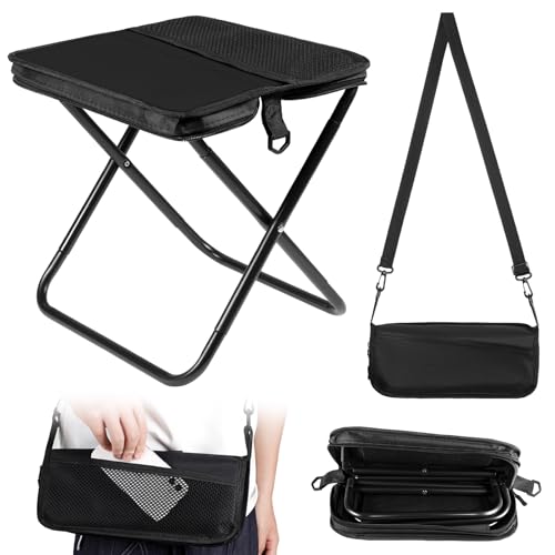 MEGETGOD Foldable Backpack Stool, Portable Camping Stool for Adults, Lightweight Mini Foldable Chair, Hold Up to 120kg, Pocket Chair for Camping Fishing Traveling Picnics