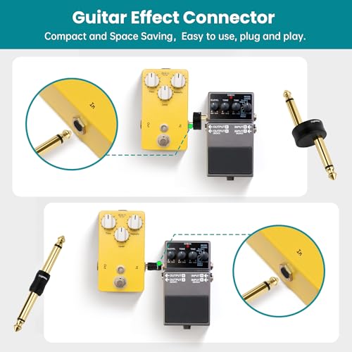 Image of 6.35mm to 6.35mm Adapter 4 Pack, Angle 1 /4 Quarter Inch TS Mono Male to Male Jack Plug, Gold-Plated Guitar Connectors, Audio Converter Premium Quality Series