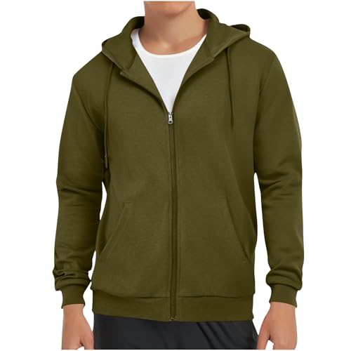 Mens Zip Up Hoodie Lightweight - Fleece Lined Jersey Casual Hooded Sweatshirt Soft Activewear Workout with Pockets